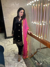Black Velvet suit with mukash Dupatta